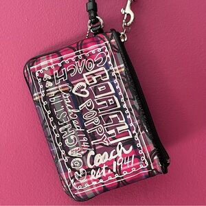 Coach Poppy Wristlet in Pink/Purple Tartan